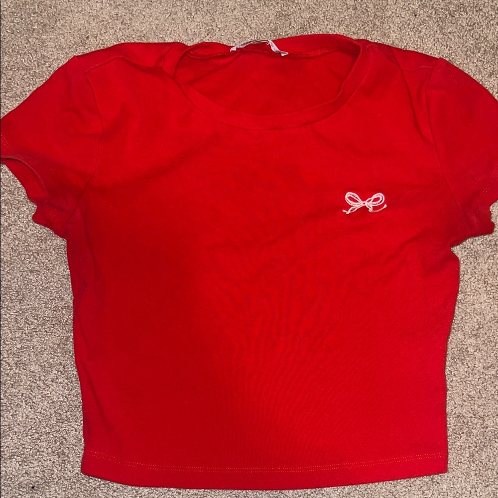 Red Crop Top with Bow Detail